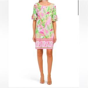 Pappagallo Medium Dress Tropical Stretch Vacation Resort Cruise Beach Travel